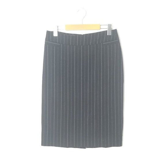 Mexx Black Pinstripe White Business Casual Zipper Back Pencil Office Skirt Sz 6 - Picture 1 of 10